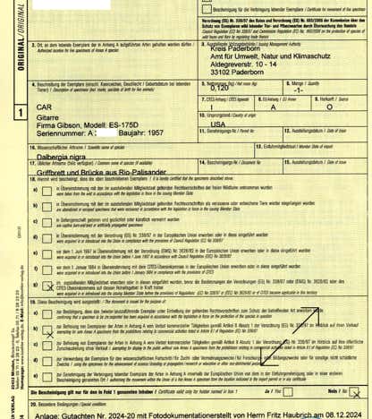 CITES Vermarktungsbescheinigung