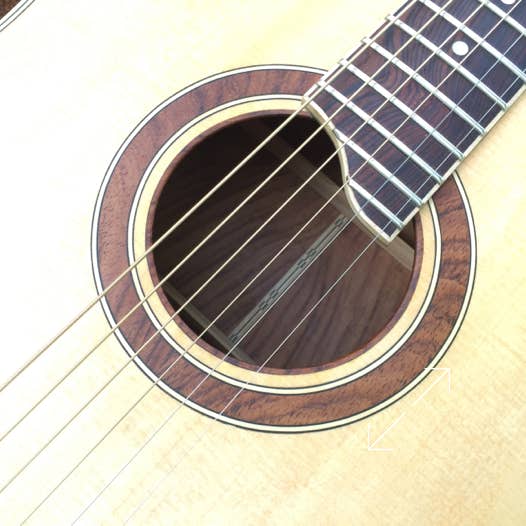 Griffbrett und Schalloch der D12 Cutaway